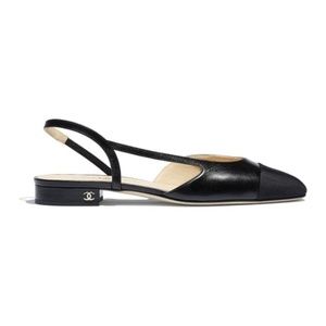 CHANEL Slingbacks Flat - Goatskin & Grosgrain Black 38.5